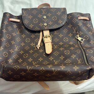 Canvas Backpack in Brown with Tan Trim